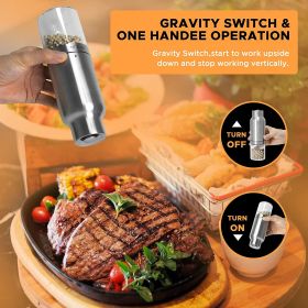 Gravity Electric Salt and Pepper Grinder Set - Automatic Pepper or Salt Mill Shaker, Spice Grinder Battery-Operated with Adjustable Coarseness,One Han