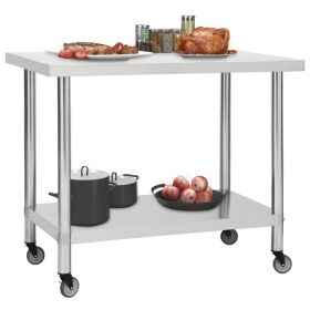 Kitchen Work Table with Wheels 39.4"x17.7"x33.5" Stainless Steel