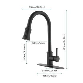 Single Handle High Arc Pull Out Kitchen Faucet; Single Level Stainless Steel Kitchen Sink Faucets with Pull Down Sprayer