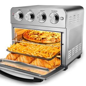 Toaster Oven Air Fryer Combo, Countertop Convection Oven with 4 Accessories & Recipes, Easy Clean, Stainless Steel, Silver
