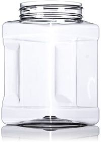 Clear Food Grade PET Plastic Square Grip Storage Jar w/Cap - 48 Fluid Ounces (4-5 Cup Storage Capacity) BUY 1 GET 1 FREE (MIX AND MATCH - PROMO APPLIE