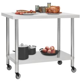 Kitchen Work Table with Wheels 31.5"x23.6"x33.5" Stainless Steel