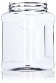 Clear Food Grade PET Plastic Square Grip Storage Jar w/ Cap - 64 Fluid Ounces (7-8 Cup Storage Capacity) BUY 1 GET 1 FREE (MIX AND MATCH - PROMO APPLI