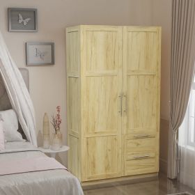 High wardrobe and kitchen cabinet with 2 doors; 2 drawers and 5 storage spaces; Oak