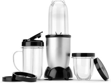 Essential Personal Blender;  Silver - 250W Motor with Tall Cup;  stainless steel cross blade and 1 to-go lid