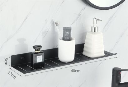 Non Perforated Storage Rack for Bathroom and Toilet Faucet Accessories Aluminum Alloy Wall Shelves Large Capacity and Load-Bearing (Color: Black mirror shelves-40)