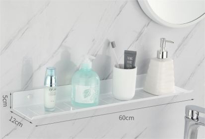 Non Perforated Storage Rack for Bathroom and Toilet Faucet Accessories Aluminum Alloy Wall Shelves Large Capacity and Load-Bearing (Color: White mirror shelves-60)