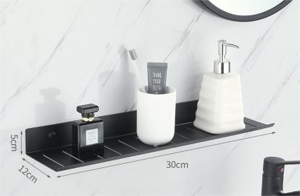 Non Perforated Storage Rack for Bathroom and Toilet Faucet Accessories Aluminum Alloy Wall Shelves Large Capacity and Load-Bearing (Color: Black mirror shelves-30)