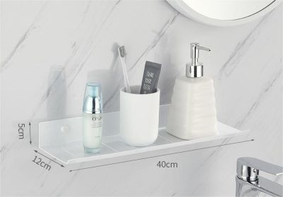 Non Perforated Storage Rack for Bathroom and Toilet Faucet Accessories Aluminum Alloy Wall Shelves Large Capacity and Load-Bearing (Color: White mirror shelves-30)