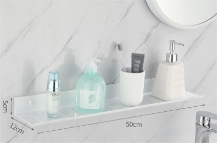 Non Perforated Storage Rack for Bathroom and Toilet Faucet Accessories Aluminum Alloy Wall Shelves Large Capacity and Load-Bearing (Color: White mirror shelves-50)