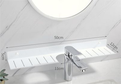 Non Perforated Storage Rack for Bathroom and Toilet Faucet Accessories Aluminum Alloy Wall Shelves Large Capacity and Load-Bearing (Color: White tap shelves-50)