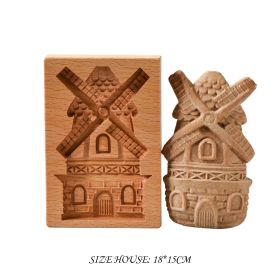 Christmas Wooden Cookie Mold Flower Pine Cone Shape Carved Press Stamp for Biscuit Christmas Decoration Kitchen Baking Tool (Color: J)