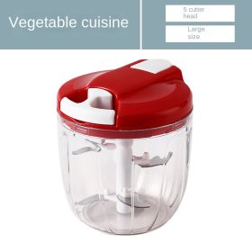 Creative vegetable cutter; hand pulled; multi-functional meat grinder; vegetable chopper; kitchen dumpling stuffing; garlic maker; garlic masher (colour: bright red)