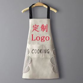 Kitchen household waterproof apron cute wipe hands fashion oil proof apron cooking adult men and women printed LOGO (colour: Customized [contact customer service])