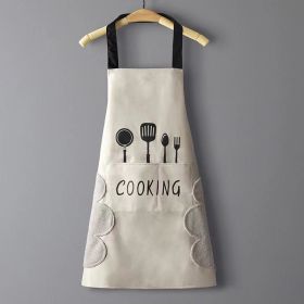 Kitchen household waterproof apron cute wipe hands fashion oil proof apron cooking adult men and women printed LOGO (colour: Grey [wipe hands+waterproof and oil proof])