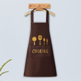 Kitchen household waterproof apron cute wipe hands fashion oil proof apron cooking adult men and women printed LOGO (colour: Coffee [waterproof and oil proof])