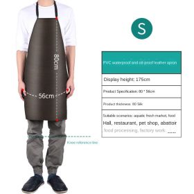 Labor protection apron waterproof and oil proof apron apron kitchen canteen rice extension PVC leather apron industrial neck apron (colour: Brown 80 * 55cm)