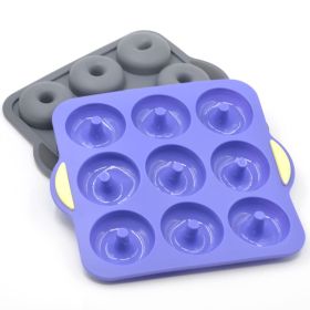New two-color silicone doughnut mould; household DIY baking appliance; spot; wholesale; cake plate for oven (colour: dark grey, Specifications: 9 Doughnut Mold)