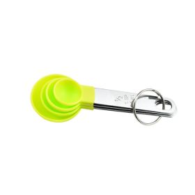 Baking tool measuring spoon 8-piece stainless steel handle measuring cup measuring spoon kitchen small tool with scale measuring spoon set (Specifications: Small (green))