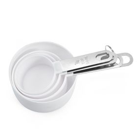 Baking tool measuring spoon 8-piece stainless steel handle measuring cup measuring spoon kitchen small tool with scale measuring spoon set (Specifications: Large (white))