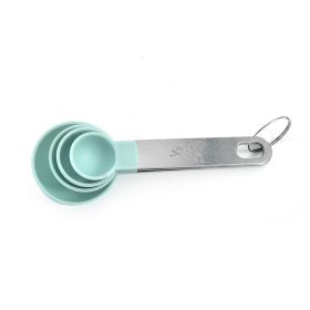 Baking tool measuring spoon 8-piece stainless steel handle measuring cup measuring spoon kitchen small tool with scale measuring spoon set (Specifications: Small (blue))