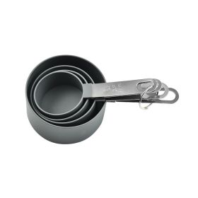 Baking tool measuring spoon 8-piece stainless steel handle measuring cup measuring spoon kitchen small tool with scale measuring spoon set (Specifications: Large (grey))