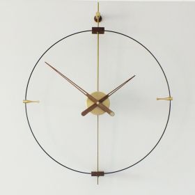 Simple and modern; with three or nine scales; network red; fashionable and personalized living room wall clock; Nordic minimalist silent Spanish clock (colour: Standard needle gold diameter 80CM)