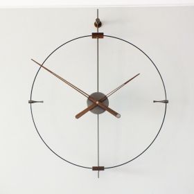 Simple and modern; with three or nine scales; network red; fashionable and personalized living room wall clock; Nordic minimalist silent Spanish clock (colour: Super large needle gun black diameter 60CM)