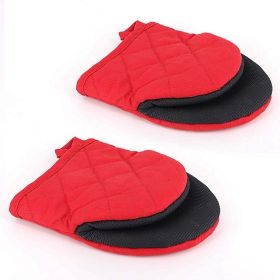 Microwave Mini Heat Resistant Gloves Kitchen 2 Heat Resistant Gloves (Color: Red)