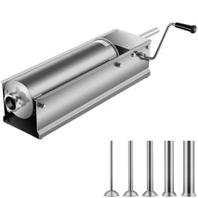Home And Commercial Stainless Steel Sausage Stuffer Meat Press Maker Filler Machine (Color: Silver A, Capacity: 7L)