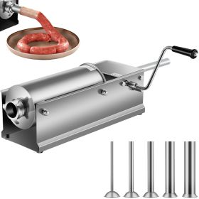 Home And Commercial Stainless Steel Sausage Stuffer Meat Press Maker Filler Machine (Color: Silver A, Capacity: 5L)