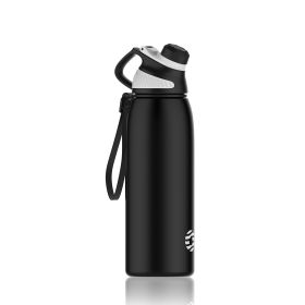 Healter 20oz Leakproof Free Drinking Water Bottle with Spout Lid for;  600ml Stainless Steel Sports Water Bottle for Fitness;  Gym and Outdoor Sports (Color: Black, size: 20oz)