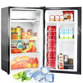 Compact refrigerator with freezer, 3.2 Cu.ft Mini Fridge with Reversible Door, 5 Settings Temperature Adjustable for Kitchen, Bedroom, Dorm, Apartment (Color: Black)