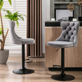 Swivel Velvet Barstools Adjusatble Seat Height from 25-33 Inch; Modern Upholstered Bar Stools with Backs Comfortable Tufted for Home Pub and Kitchen I (Color: as pic)