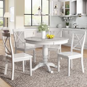 5 Pieces Dining Table and Chairs Set for 4 Persons; Kitchen Room Solid Wood Table with 4 Chairs (Color: pic)