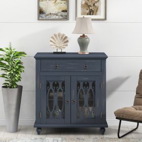 31.5'' Wood Accent Buffet Sideboard Storage Cabinet with Doors and Adjustable Shelf, Entryway Kitchen Dining Room (Color: Antique Gray1)