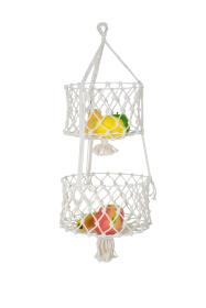 Wall Hanging Fruit Basket | Wire Basket Organizer and Storage for Kitchen (Style: 2 Tier)